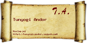 Tunyogi Andor névjegykártya